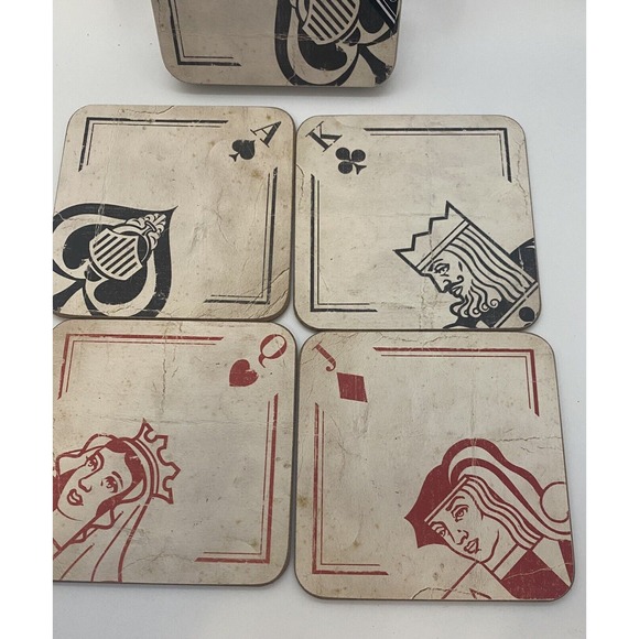 4 CASINO Vegas POKER COASTERS Game Night Party Bar Drink Beverage Saver - Picture 6 of 9